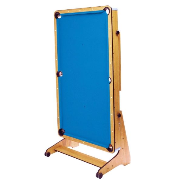 6ft Vertical Folding 3 in 1 Pool Table with Table Tennis Top Blue Cloth/ Beech Finish