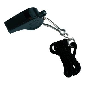 Plastic Whistle with Lanyard Black
