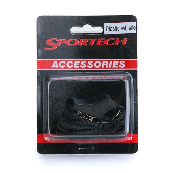 Plastic Whistle with Lanyard Black