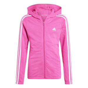 Girls 3 Stripe Full Zip Hoodie Pink