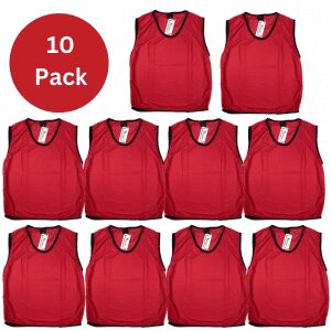 10 Pack Mesh Training Bib Red