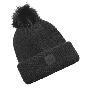 Womens UA Halftime Ribbed Pom Beanie Black