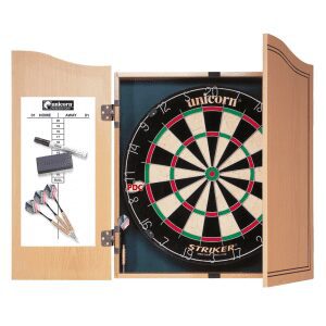 Striker Dartboard & Wooden Cabinet Set