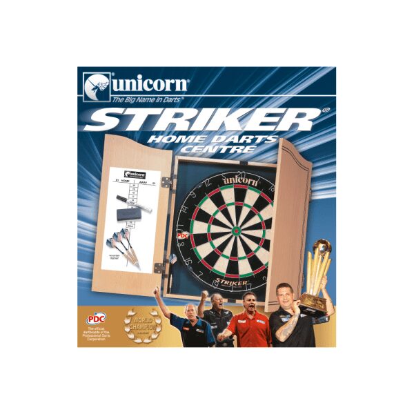 Striker Dartboard & Wooden Cabinet Set