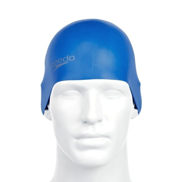 Adult Moulded Silicone Swimming Hat Blue