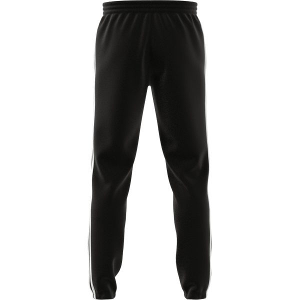 Mens Essentials Fleece Tapered Elastic Cuff 3-Stripes Pants Black