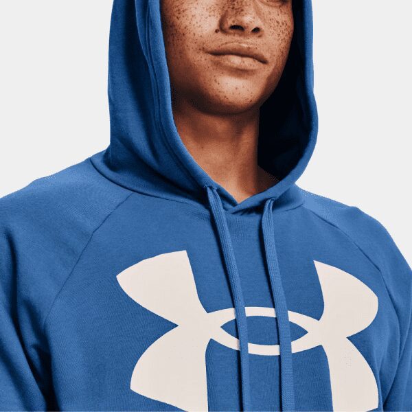 Mens UA Rival Fleece Big Logo Hoodie Blue