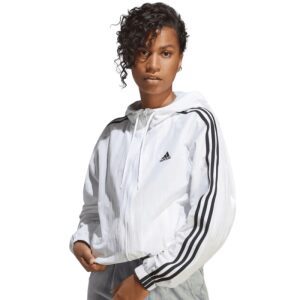 Womens 3 Stripe Woven Windbreaker White