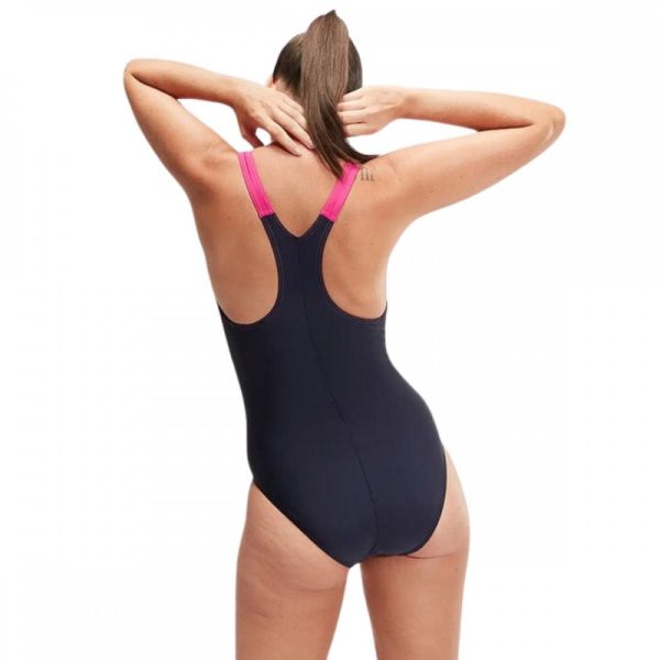 Womens Hyperboom Splice Racerback Swimsuit Navy