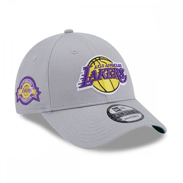 LA Lakers Side Patch 9Forty Baseball Cap Grey