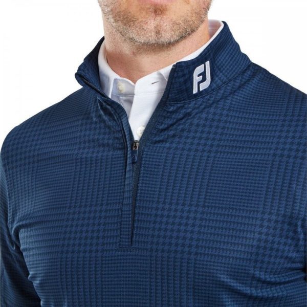 Mens Glen Plaid Print Midlayer Half Zip