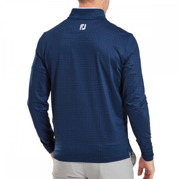 Mens Glen Plaid Print Midlayer Half Zip