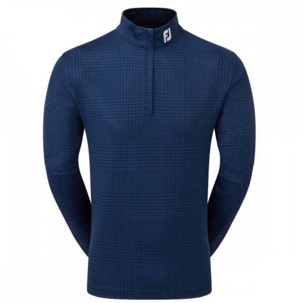 Mens Glen Plaid Print Midlayer Half Zip