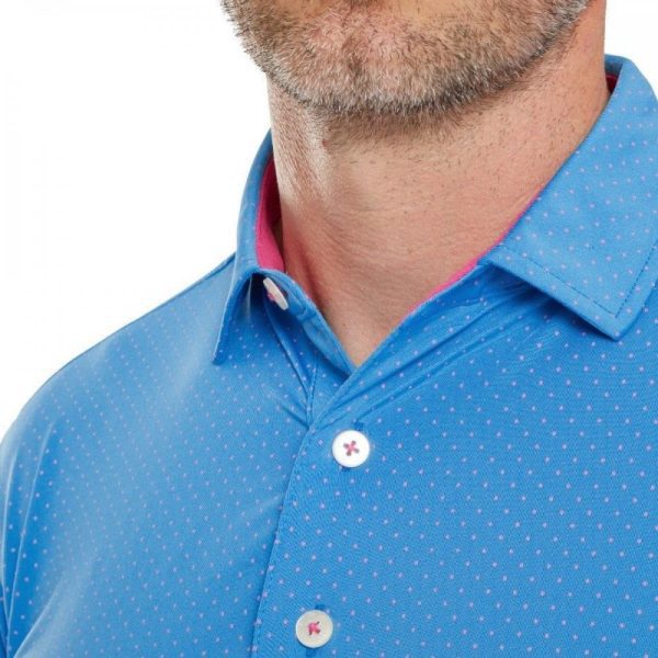 Mens Stretch Dot Lisle Golf Shirt Blue