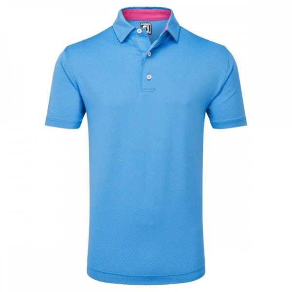 Mens Stretch Dot Lisle Golf Shirt Blue