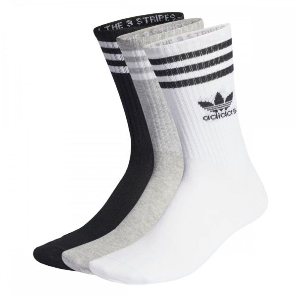 3 Stripe Crew Mid Cut Socks (3 Pack)