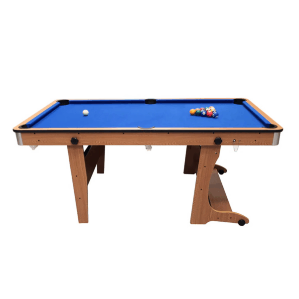 6ft Vertical Folding 3 in 1 Pool Table with Table Tennis Top Blue Cloth/ Beech Finish