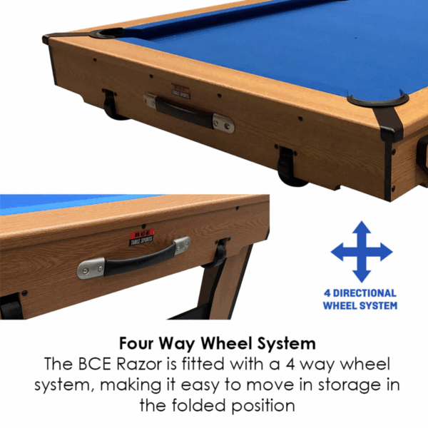 5ft Folding 2 in 1 Pool Table with Table Tennis Top with Blue Cloth/Oak Finish