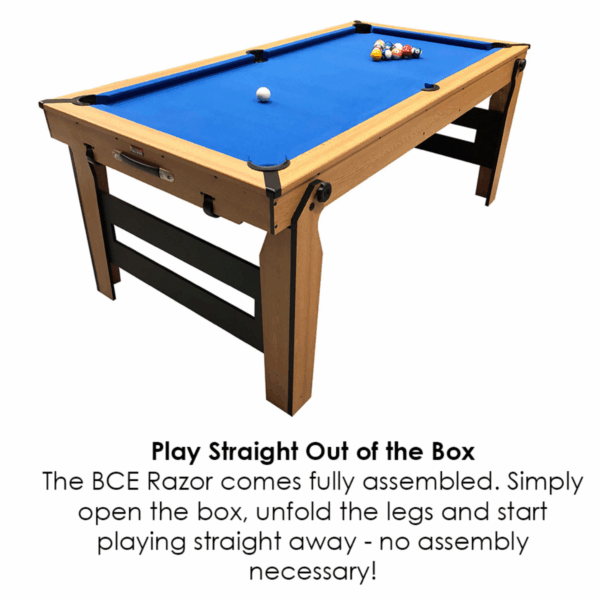 5ft Folding 2 in 1 Pool Table with Table Tennis Top with Blue Cloth/Oak Finish