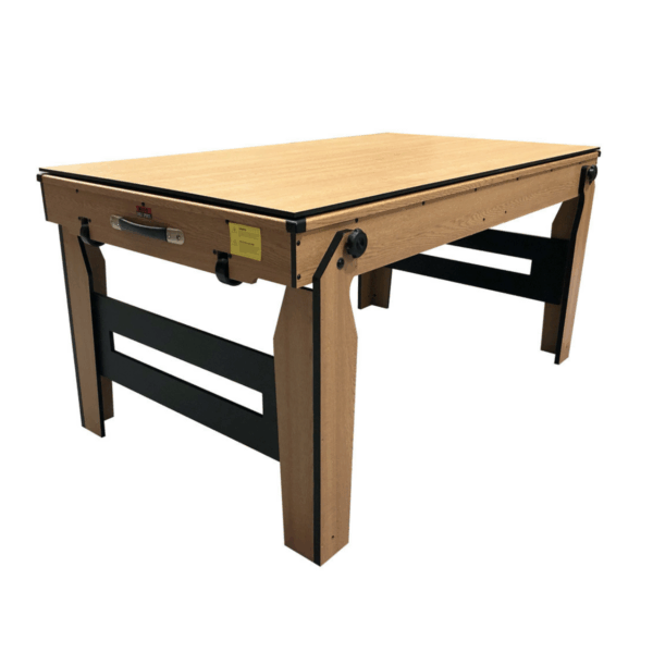 5ft Folding 2 in 1 Pool Table with Table Tennis Top with Blue Cloth/Oak Finish