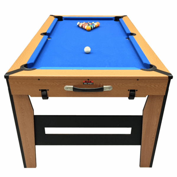5ft Folding 2 in 1 Pool Table with Table Tennis Top with Blue Cloth/Oak Finish