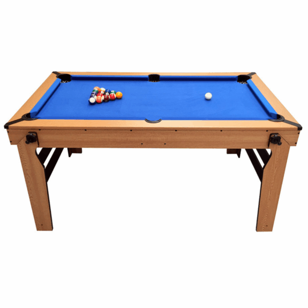 5ft Folding 2 in 1 Pool Table with Table Tennis Top with Blue Cloth/Oak Finish