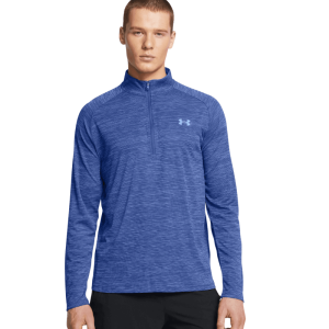 Mens UA Tech Textured Half Zip Blue