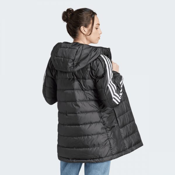 Womens Essentials 3-Stripes Light Down Hooded Parka