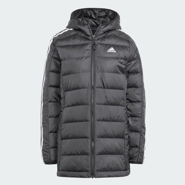 Womens Essentials 3-Stripes Light Down Hooded Parka