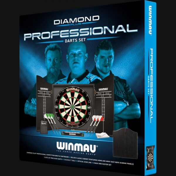 Professional Dart Set includes Diamond Plus Dartboard, Cabinet, 2 Sets of Darts