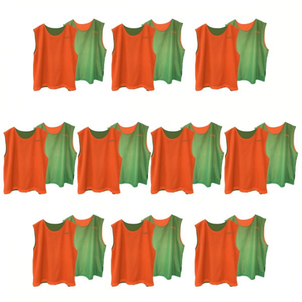 Reversible Bibs 10 Pack Green/Orange