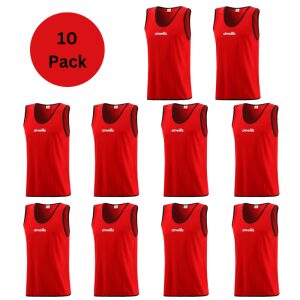10 Pack Mesh Training Bibs Red