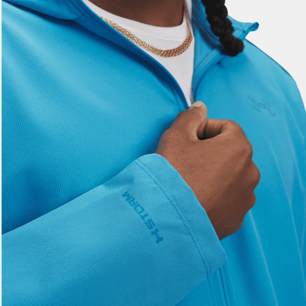 Mens UA Launch Hooded Jacket Blue