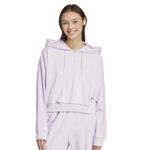 Womens Essentials 3 Stripes French Terry Quarter Zip Hoodie