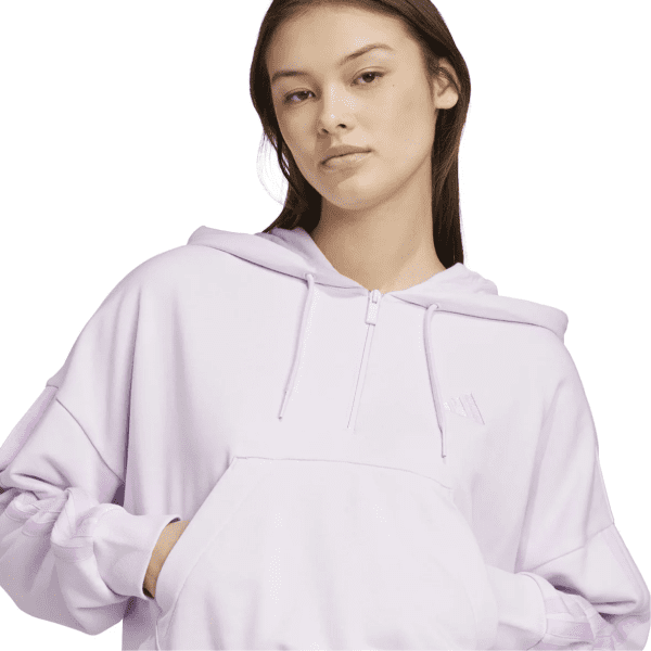 Womens Essentials 3 Stripes French Terry Quarter Zip Hoodie
