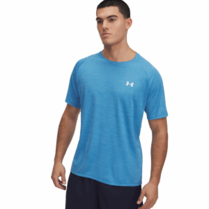 Mens Tech Textured Blue T-Shirt