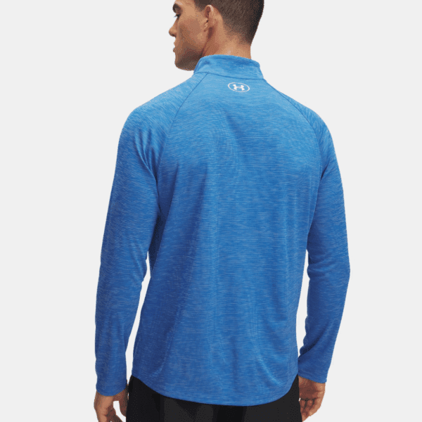 Mens Top Tech Textured Blue Half Zip