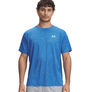 Mens UA Tech Textured Short Sleeve Blue T-Shirt