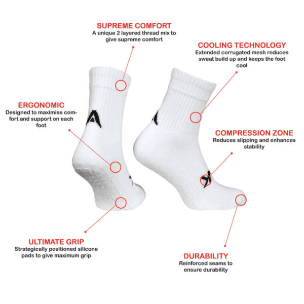 Gripzlite Pro Mid Leg White Grip Sock