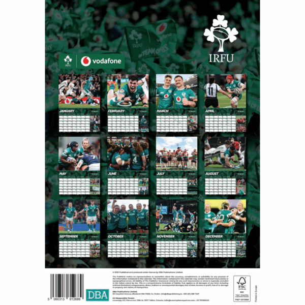 Official IRFU A3 Calendar for 2026