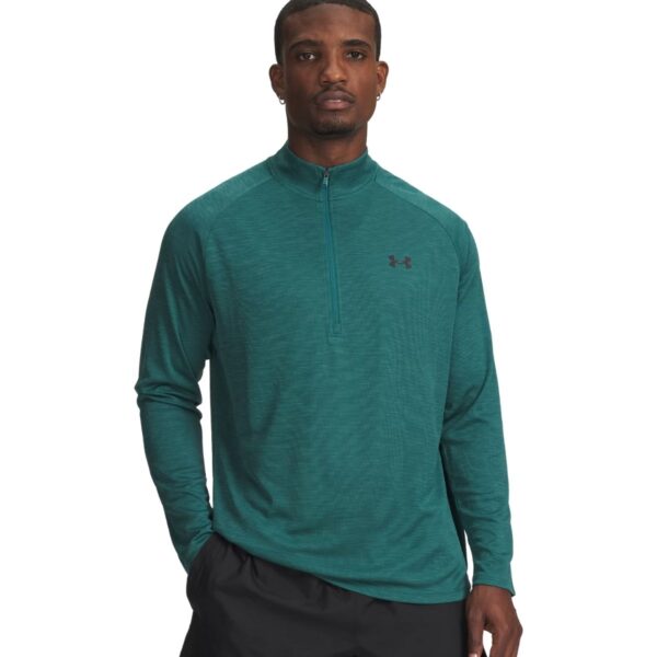 UA Tech Textured Mens Green Half Zip
