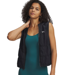 Womens UA Rival Woven Black Ruched Vest