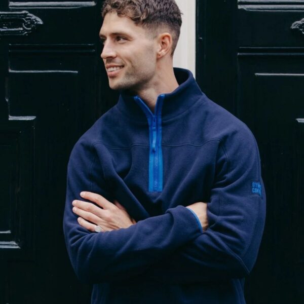 Mens Half Zip Navy Polar Fleece