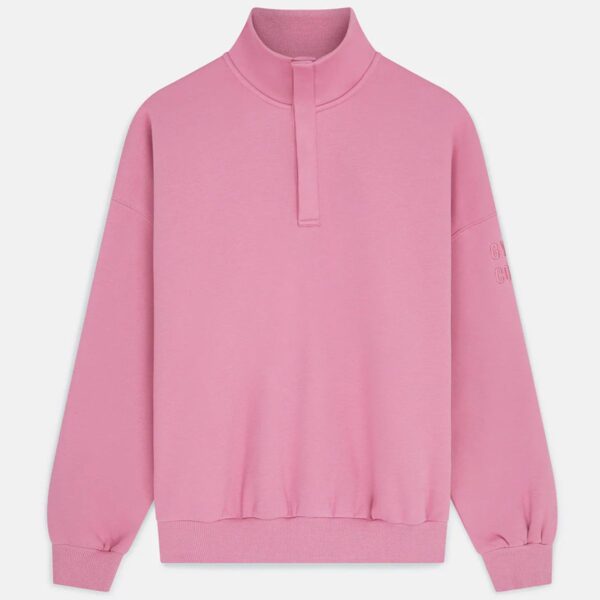 Womens Snap Collar Sierra Pink Velvet Sweatshirt