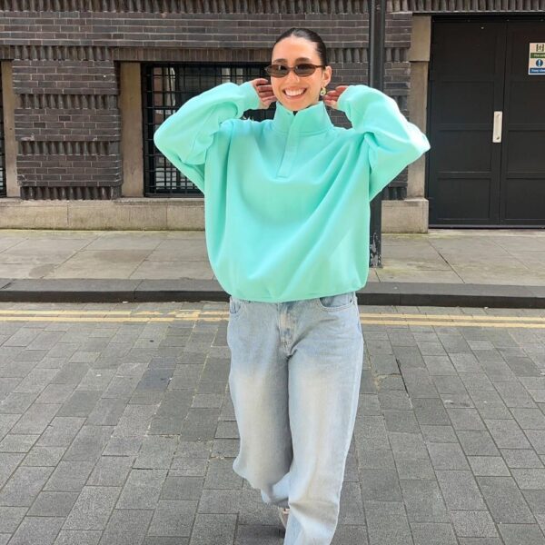 Womens Snap Collar Sierra Peppermint Sweatshirt