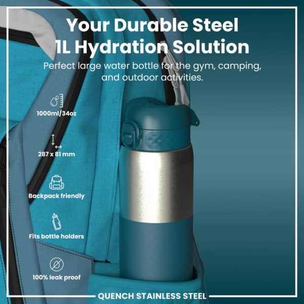 Quench 1200ml Stainless Steel Teal Waterbottle